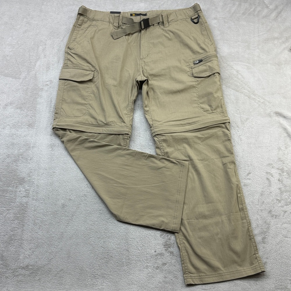 BC Clothing Convertible Cargo Pants Mens XL x 30 Khaki Zip Off Hiking Utility